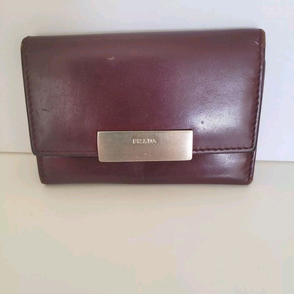 Authentic Prada Multicles Key‎ Holder Hooks Case Brown Small Wallet Leather